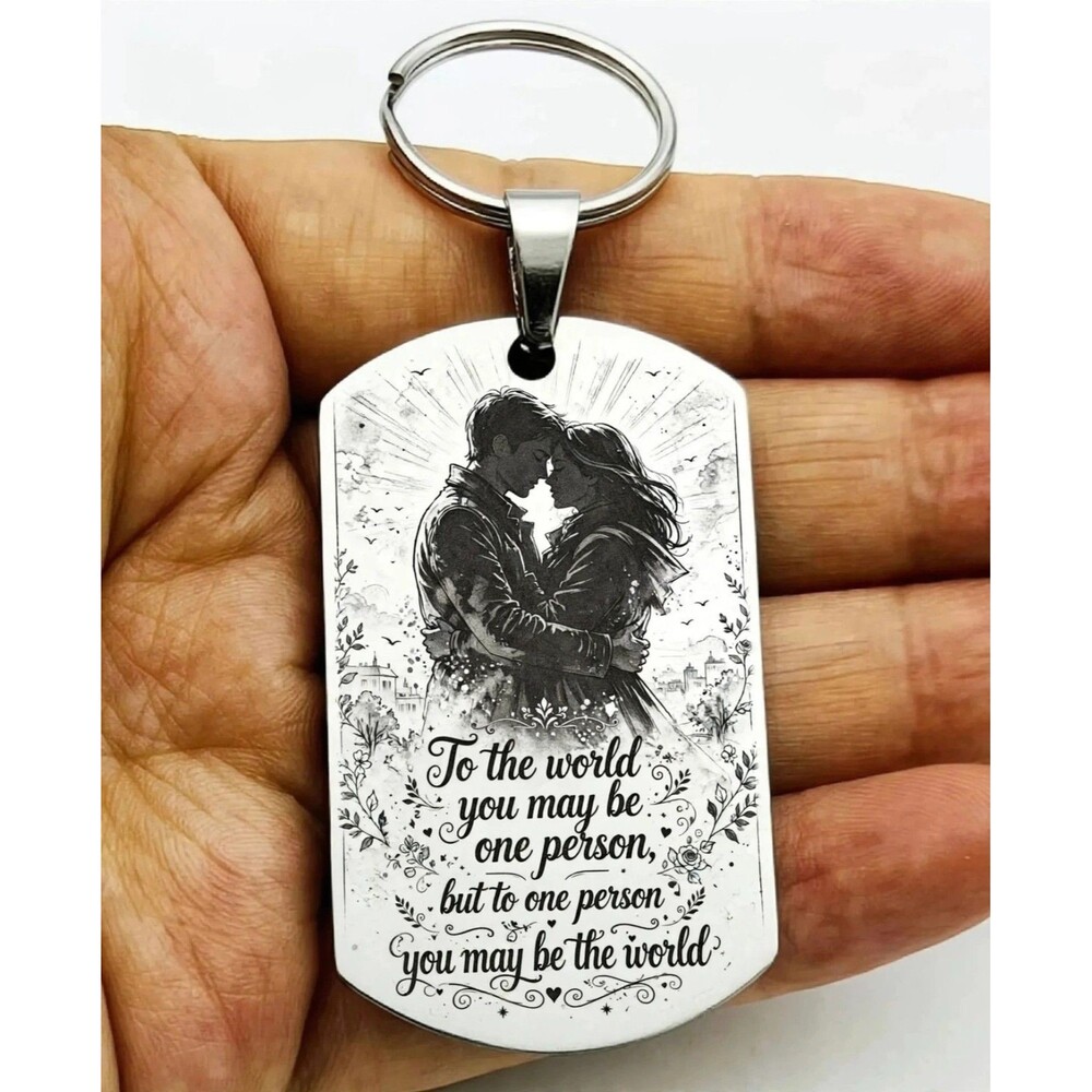 That One Person Is World TO Me Reminder Lover Stainless Keychain Baby Hug Kiss